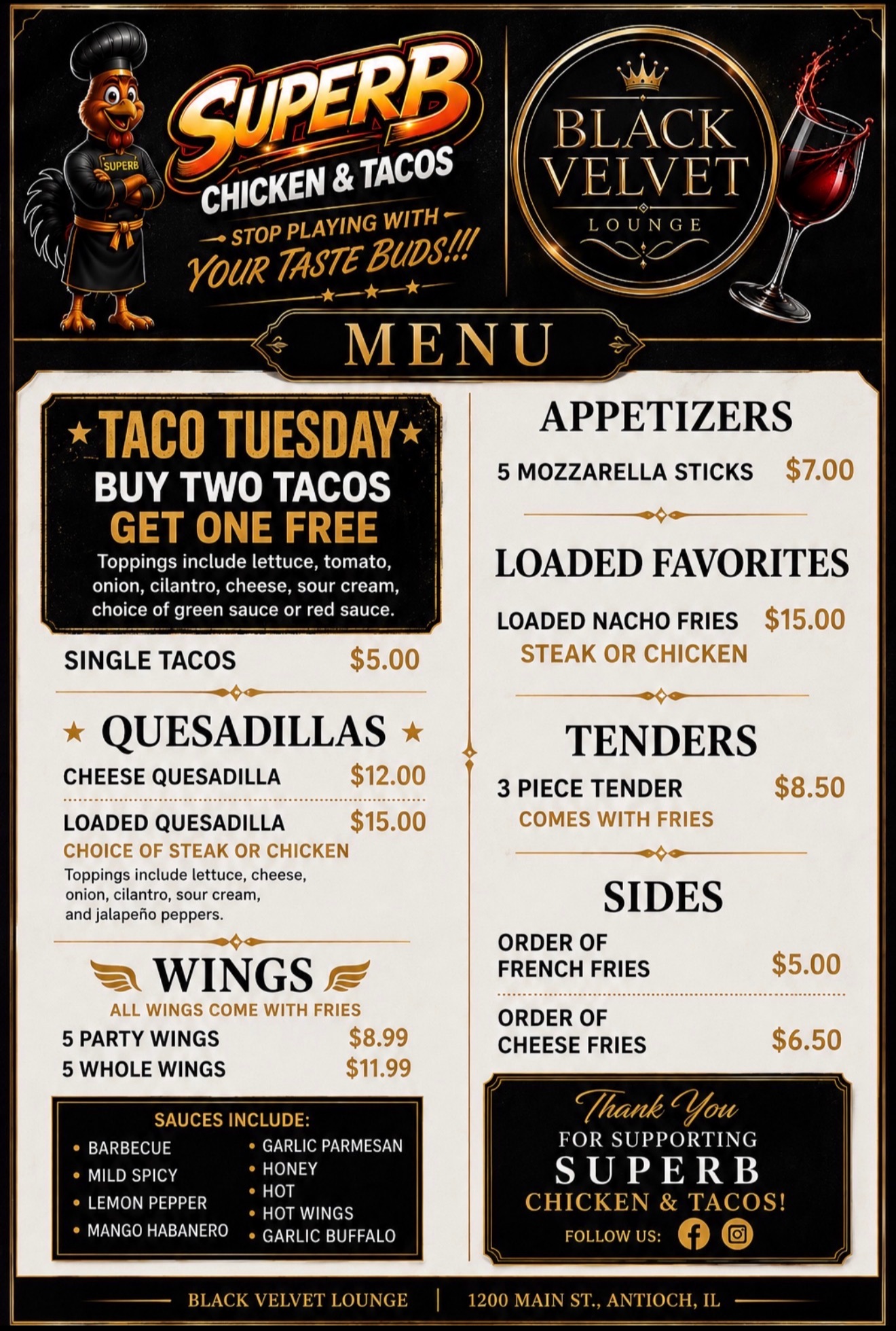 Specials menu
