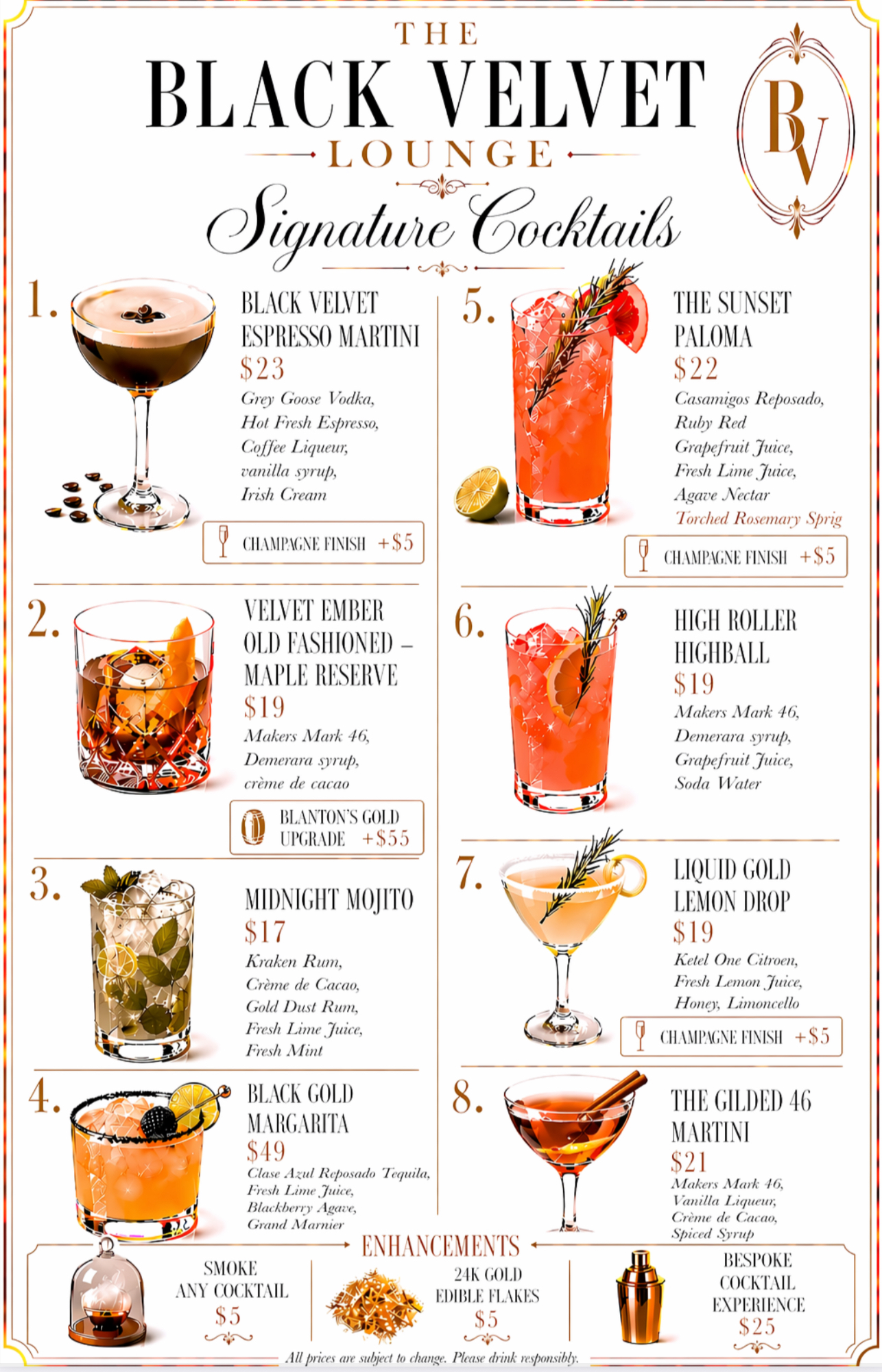 Cocktail menu